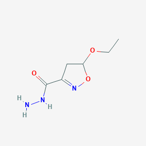 molecular formula C6H11N3O3 B7829070 5-Ethoxy-4,5-dihydro-1,2-oxazole-3-carbohydrazide 