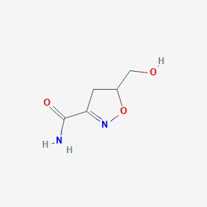 molecular formula C5H8N2O3 B7829074 5-(Hydroxymethyl)-4,5-dihydro-1,2-oxazole-3-carboxamide 