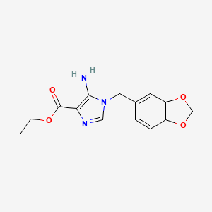 molecular formula C14H15N3O4 B7829123 ethyl 5-amino-1-(1,3-benzodioxol-5-ylmethyl)-1H-imidazole-4-carboxylate 