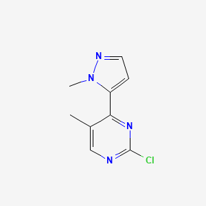 molecular formula C9H9ClN4 B7829233 2-Chloro-5-methyl-4-(1-methyl-1H-pyrazol-5-yl)pyrimidine 
