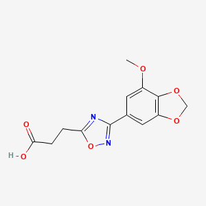 molecular formula C13H12N2O6 B7829287 3-[3-(7-Methoxy-1,3-benzodioxol-5-yl)-1,2,4-oxadiazol-5-yl]propanoic acid 
