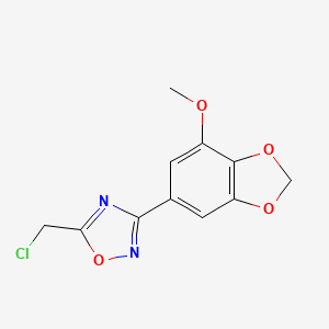molecular formula C11H9ClN2O4 B7829290 5-(Chloromethyl)-3-(7-methoxy-1,3-benzodioxol-5-yl)-1,2,4-oxadiazole 