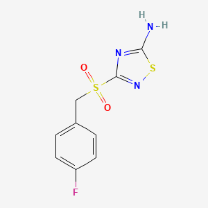 molecular formula C9H8FN3O2S2 B7829774 3-[(4-Fluorobenzyl)sulfonyl]-1,2,4-thiadiazol-5-amine 