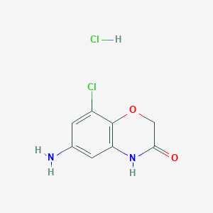 molecular formula C8H8Cl2N2O2 B7829898 6-amino-8-chloro-4H-1,4-benzoxazin-3-one;hydrochloride 