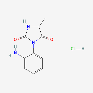 molecular formula C10H12ClN3O2 B7829922 3-(2-Aminophenyl)-5-methylimidazolidine-2,4-dione hydrochloride 