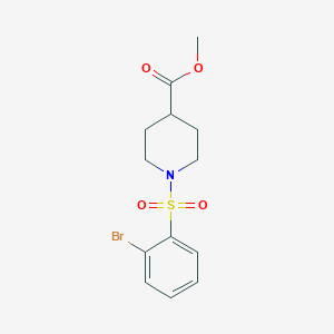 molecular formula C13H16BrNO4S B7829940 Methyl 1-(2-bromobenzenesulfonyl)piperidine-4-carboxylate 