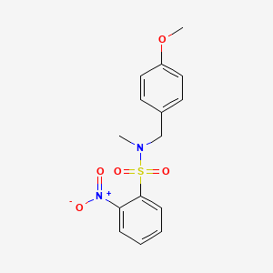 molecular formula C15H16N2O5S B7829950 N-[(4-methoxyphenyl)methyl]-N-methyl-2-nitrobenzene-1-sulfonamide 