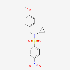 molecular formula C17H18N2O5S B7830027 N-cyclopropyl-N-[(4-methoxyphenyl)methyl]-4-nitrobenzene-1-sulfonamide 