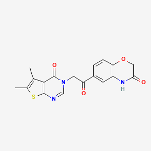 molecular formula C18H15N3O4S B7830062 6-[2-(5,6-Dimethyl-4-oxothieno[2,3-d]pyrimidin-3(4H)-yl)acetyl]-2H-1,4-benzoxazin-3(4H)-one CAS No. 942800-01-3