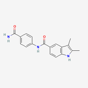 molecular formula C18H17N3O2 B7830077 N-(4-carbamoylphenyl)-2,3-dimethyl-1H-indole-5-carboxamide 