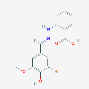 2-[(2E)-2-[(3-bromo-4-hydroxy-5-methoxy-phenyl)methylene]hydrazino]benzoic acid