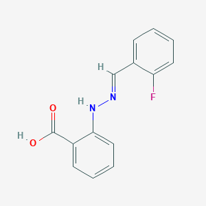 molecular formula C14H11FN2O2 B7830139 2-[(2E)-2-[(2-fluorophenyl)methylidene]hydrazinyl]benzoic acid 