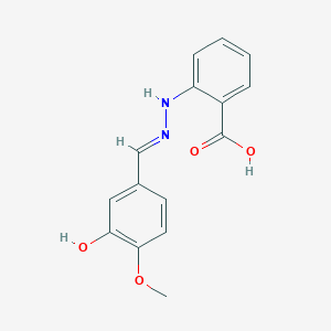 molecular formula C15H14N2O4 B7830145 2-[(2E)-2-[(3-hydroxy-4-methoxyphenyl)methylidene]hydrazinyl]benzoic acid 