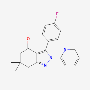 molecular formula C20H18FN3O B7830267 3-(4-Fluorophenyl)-6,6-dimethyl-2-pyridin-2-yl-5,7-dihydroindazol-4-one 