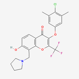 molecular formula C23H21ClF3NO4 B7830275 3-(4-chloro-3,5-dimethylphenoxy)-7-hydroxy-8-(pyrrolidin-1-ylmethyl)-2-(trifluoromethyl)-4H-chromen-4-one 