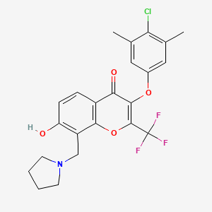 3-(4-CHLORO-3,5-DIMETHYLPHENOXY)-7-HYDROXY-8-[(PYRROLIDIN-1-YL)METHYL]-2-(TRIFLUOROMETHYL)-4H-CHROMEN-4-ONE