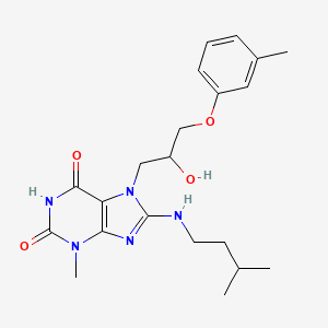 molecular formula C21H29N5O4 B7830289 7-[2-hydroxy-3-(3-methylphenoxy)propyl]-3-methyl-8-[(3-methylbutyl)amino]-3,7-dihydro-1H-purine-2,6-dione 