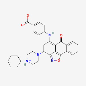molecular formula C31H30N4O4 B7830341 4-[[12-(4-Cyclohexylpiperazin-4-ium-1-yl)-8-oxo-15-oxa-14-azatetracyclo[7.6.1.02,7.013,16]hexadeca-1(16),2,4,6,9,11,13-heptaen-10-yl]amino]benzoate 