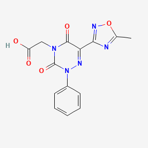 molecular formula C14H11N5O5 B7830352 [6-(5-methyl-1,2,4-oxadiazol-3-yl)-3,5-dioxo-2-phenyl-2,5-dihydro-1,2,4-triazin-4(3H)-yl]acetic acid 