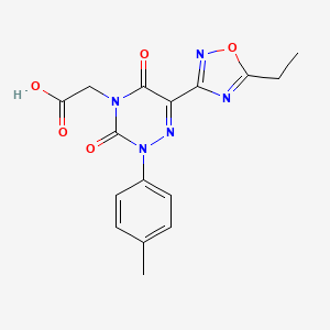 molecular formula C16H15N5O5 B7830360 [6-(5-ethyl-1,2,4-oxadiazol-3-yl)-2-(4-methylphenyl)-3,5-dioxo-2,5-dihydro-1,2,4-triazin-4(3H)-yl]acetic acid 
