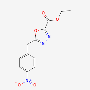 molecular formula C12H11N3O5 B7830432 Ethyl 5-(4-nitrobenzyl)-1,3,4-oxadiazole-2-carboxylate 