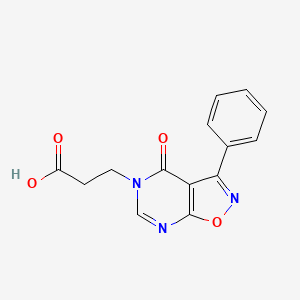 molecular formula C14H11N3O4 B7830527 3-(4-Oxo-3-phenyl-[1,2]oxazolo[5,4-d]pyrimidin-5-yl)propanoic acid 
