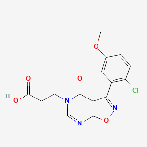molecular formula C15H12ClN3O5 B7830532 3-[3-(2-chloro-5-methoxyphenyl)-4-oxoisoxazolo[5,4-d]pyrimidin-5(4H)-yl]propanoic acid 