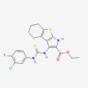 molecular formula C20H19ClFN3O2S2 B7830554 ethyl 3-({[(3-chloro-4-fluorophenyl)amino]carbonothioyl}amino)-4,5,6,7-tetrahydro-1H-[1]benzothieno[2,3-b]pyrrole-2-carboxylate 