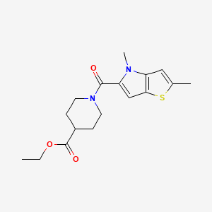 molecular formula C17H22N2O3S B7830559 ethyl 1-[(2,4-dimethyl-4H-thieno[3,2-b]pyrrol-5-yl)carbonyl]piperidine-4-carboxylate 