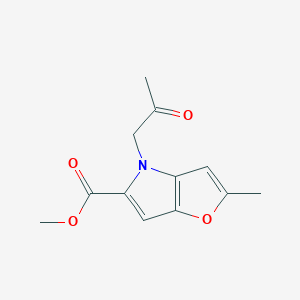 molecular formula C12H13NO4 B7830567 4H-Furo[3,2-b]pyrrole-5-carboxylic acid, 2-methyl-4-(2-oxopropyl)-, methyl ester CAS No. 872874-42-5