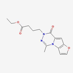 molecular formula C15H17N3O4 B7830579 ethyl 4-(5-methyl-8-oxofuro[2',3':4,5]pyrrolo[1,2-d][1,2,4]triazin-7(8H)-yl)butanoate 