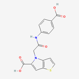 molecular formula C16H12N2O5S B7830594 4-{2-[(4-carboxyphenyl)amino]-2-oxoethyl}-4H-thieno[3,2-b]pyrrole-5-carboxylic acid 