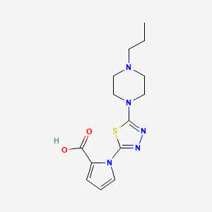 1-[5-(4-propylpiperazin-1-yl)-1,3,4-thiadiazol-2-yl]-1H-pyrrole-2-carboxylic acid