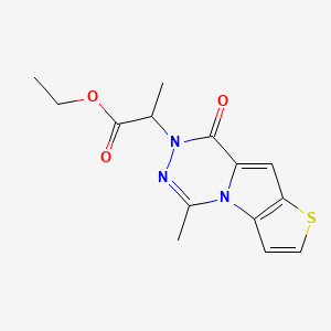 molecular formula C14H15N3O3S B7830683 ethyl 2-(5-methyl-8-oxothieno[2',3':4,5]pyrrolo[1,2-d][1,2,4]triazin-7(8H)-yl)propanoate 