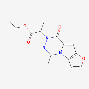 molecular formula C14H15N3O4 B7830709 ethyl 2-(5-methyl-8-oxofuro[2',3':4,5]pyrrolo[1,2-d][1,2,4]triazin-7(8H)-yl)propanoate 
