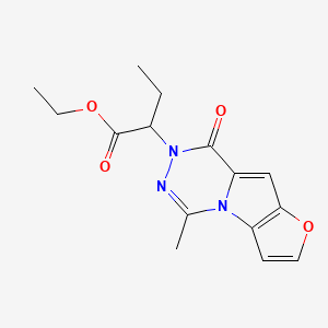 molecular formula C15H17N3O4 B7830713 ethyl 2-(5-methyl-8-oxofuro[2',3':4,5]pyrrolo[1,2-d][1,2,4]triazin-7(8H)-yl)butanoate 