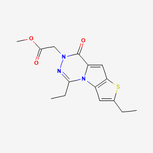 molecular formula C15H17N3O3S B7830728 methyl (2,5-diethyl-8-oxothieno[2',3':4,5]pyrrolo[1,2-d][1,2,4]triazin-7(8H)-yl)acetate 