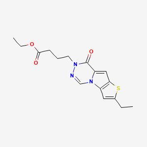 molecular formula C16H19N3O3S B7830740 ethyl 4-(2-ethyl-8-oxothieno[2',3':4,5]pyrrolo[1,2-d][1,2,4]triazin-7(8H)-yl)butanoate 