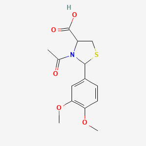 molecular formula C14H17NO5S B7830759 3-Acetyl-2-(3,4-dimethoxyphenyl)-1,3-thiazolidine-4-carboxylic acid 