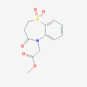 molecular formula C12H13NO5S B7830824 methyl (1,1-dioxido-4-oxo-3,4-dihydro-1,5-benzothiazepin-5(2H)-yl)acetate 