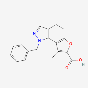 molecular formula C18H16N2O3 B7830831 1-benzyl-8-methyl-4,5-dihydro-1H-furo[2,3-g]indazole-7-carboxylic acid 