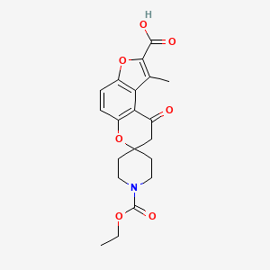 molecular formula C20H21NO7 B7830847 1'-(Ethoxycarbonyl)-1-methyl-9-oxo-8,9-dihydrospiro[furo[3,2-f]chromene-7,4'-piperidine]-2-carboxylic acid 