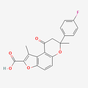 molecular formula C20H15FO5 B7830859 7-(4-fluorophenyl)-1,7-dimethyl-9-oxo-8,9-dihydro-7H-furo[3,2-f]chromene-2-carboxylic acid 