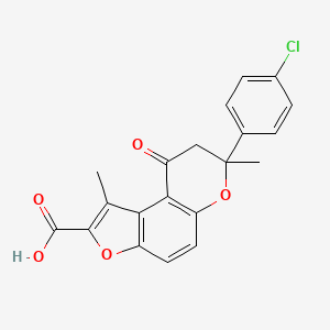 molecular formula C20H15ClO5 B7830866 7-(4-chlorophenyl)-1,7-dimethyl-9-oxo-8,9-dihydro-7H-furo[3,2-f]chromene-2-carboxylic acid 
