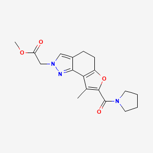molecular formula C18H21N3O4 B7830874 methyl [8-methyl-7-(pyrrolidin-1-ylcarbonyl)-4,5-dihydro-2H-furo[2,3-g]indazol-2-yl]acetate 