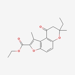 molecular formula C18H20O5 B7830877 ethyl 7-ethyl-1,7-dimethyl-9-oxo-8,9-dihydro-7H-furo[3,2-f]chromene-2-carboxylate 
