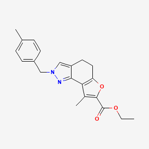 molecular formula C21H22N2O3 B7830887 ethyl 8-methyl-2-(4-methylbenzyl)-4,5-dihydro-2H-furo[2,3-g]indazole-7-carboxylate 