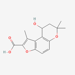 molecular formula C15H16O5 B7830907 9-hydroxy-1,7,7-trimethyl-8,9-dihydro-7H-furo[3,2-f]chromene-2-carboxylic acid 