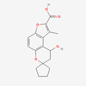 molecular formula C17H18O5 B7830909 9'-Hydroxy-1'-methyl-8',9'-dihydrospiro[cyclopentane-1,7'-furo[3,2-f]chromene]-2'-carboxylic acid 