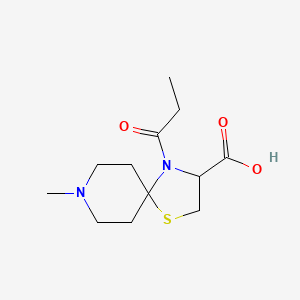 molecular formula C12H20N2O3S B7830928 8-Methyl-4-propionyl-1-thia-4,8-diazaspiro[4.5]decane-3-carboxylic acid 
